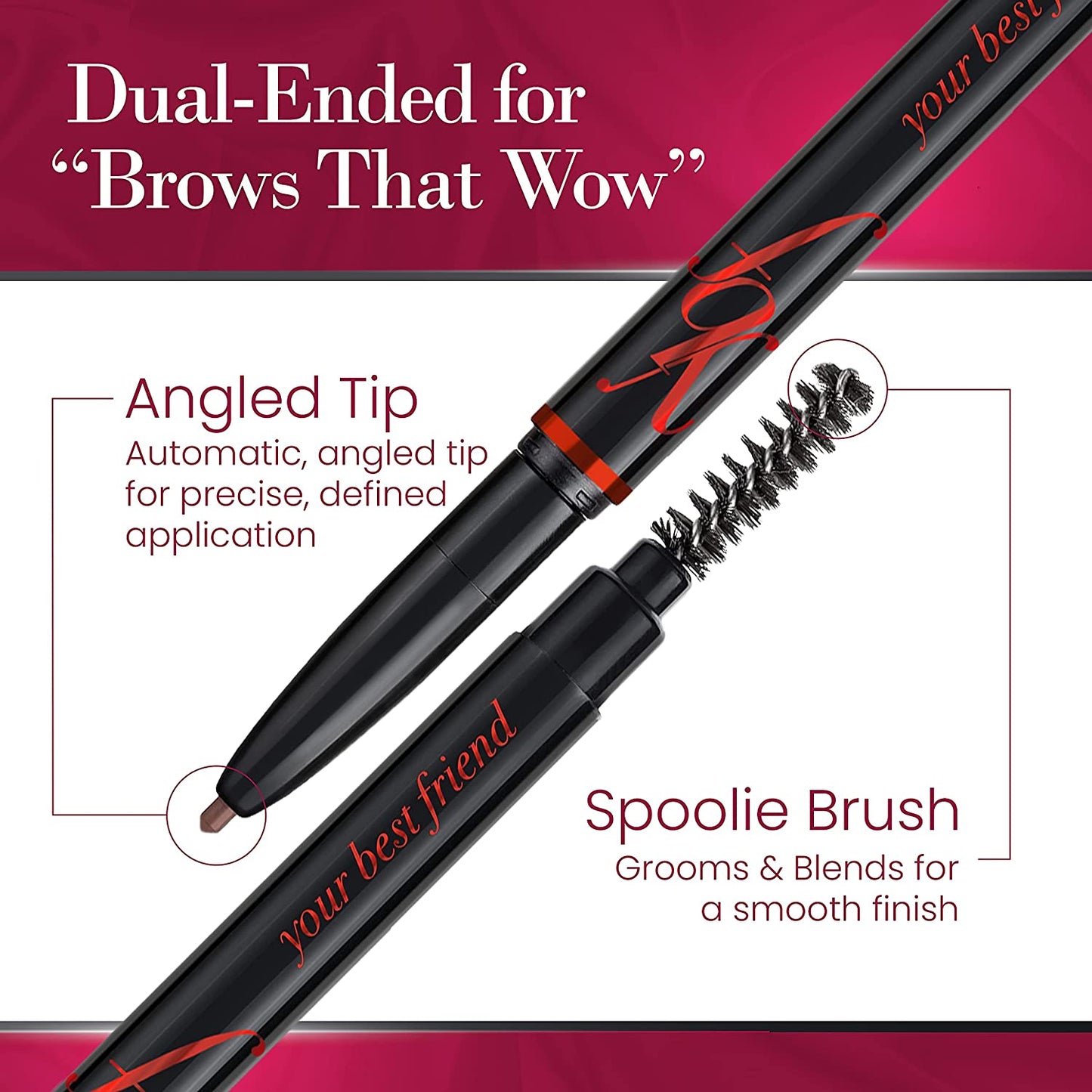 Universal Automatic Eyebrow Pencil with Spoolie Brush - Versatile Eyebrow Shaper and Filler for All Hair Colors and Skin Tones - Taupe - 2 Pack
