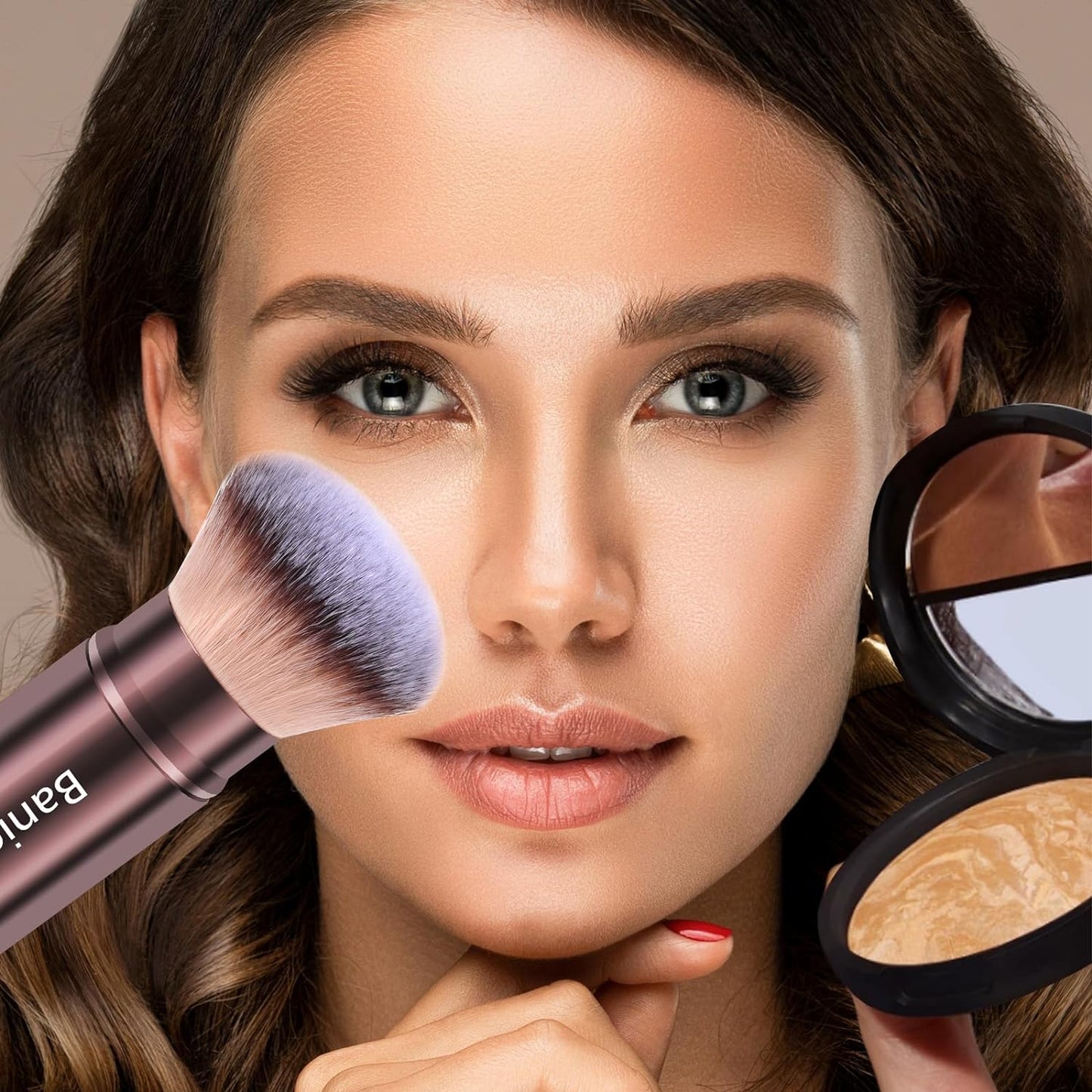 Retractable Kabuki Makeup Brush for Foundation, Powder, and Cream - Portable and Cruelty-Free with Protective Cover (Round Head)