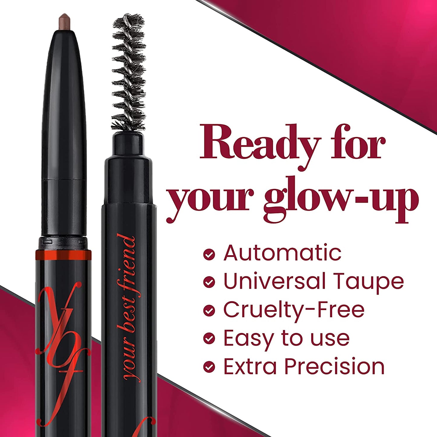 Universal Automatic Eyebrow Pencil with Spoolie Brush - Versatile Eyebrow Shaper and Filler for All Hair Colors and Skin Tones - Taupe - 2 Pack