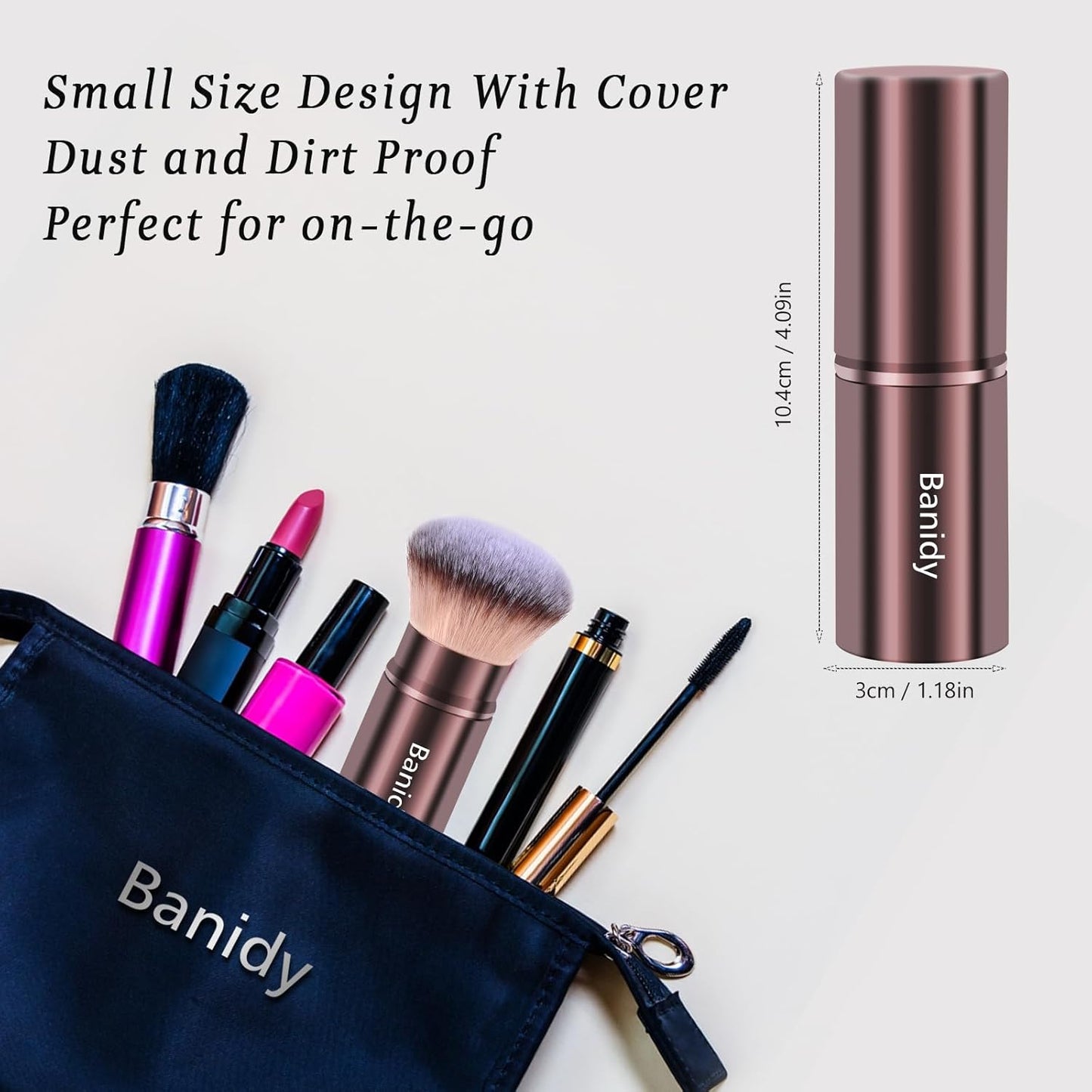 Retractable Kabuki Makeup Brush for Foundation, Powder, and Cream - Portable and Cruelty-Free with Protective Cover (Round Head)