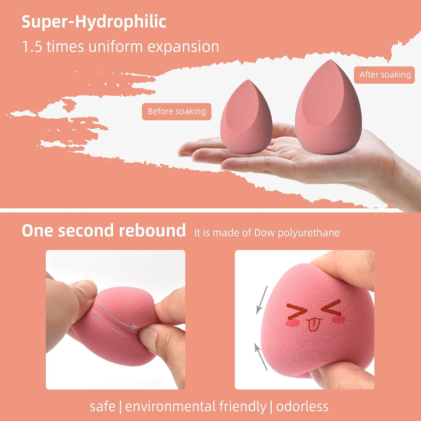 COSTICA Rose Series Makeup Sponge Set - 4 Multi-Colored Blenders for Flawless Liquid Application