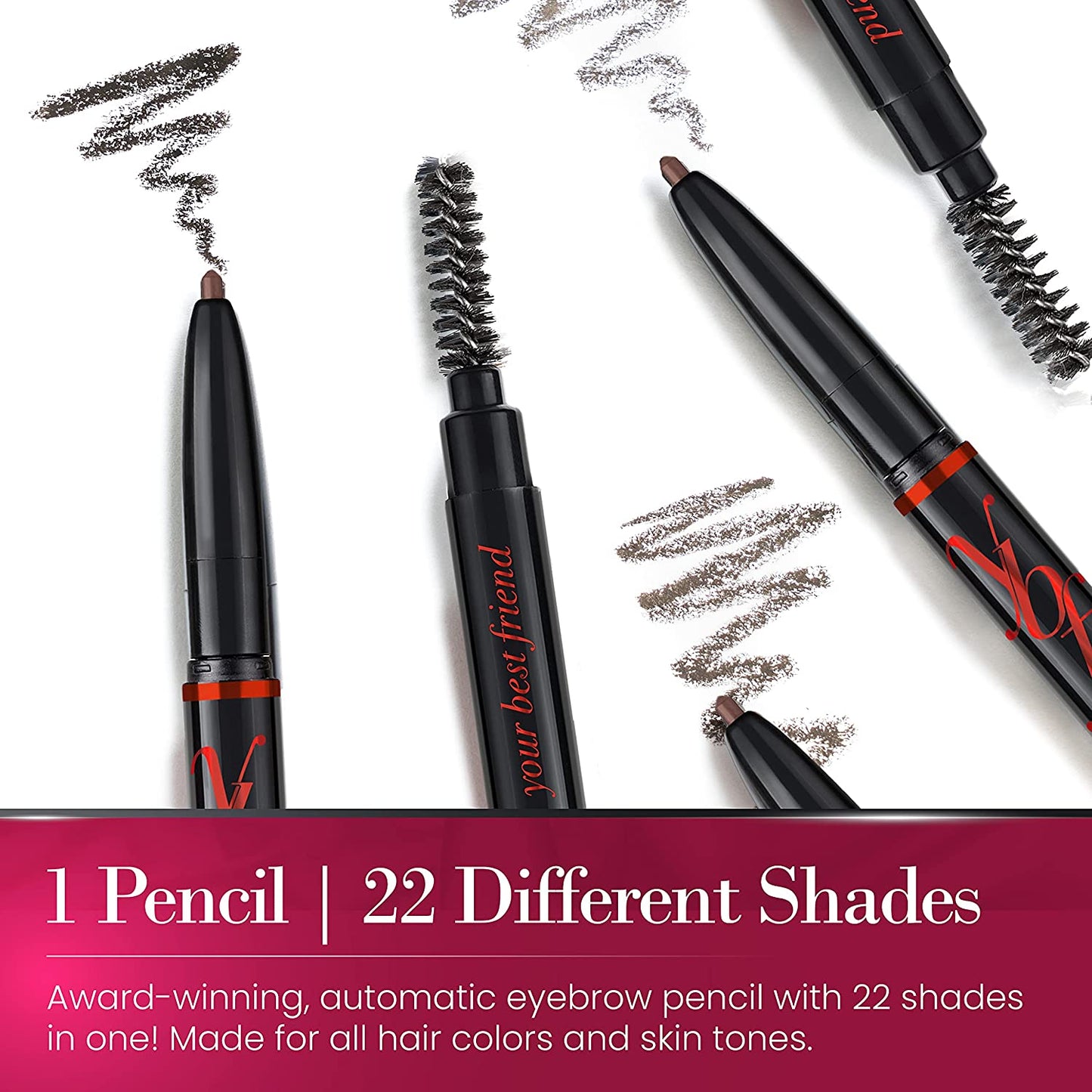 Universal Automatic Eyebrow Pencil with Spoolie Brush - Versatile Eyebrow Shaper and Filler for All Hair Colors and Skin Tones - Taupe - 2 Pack