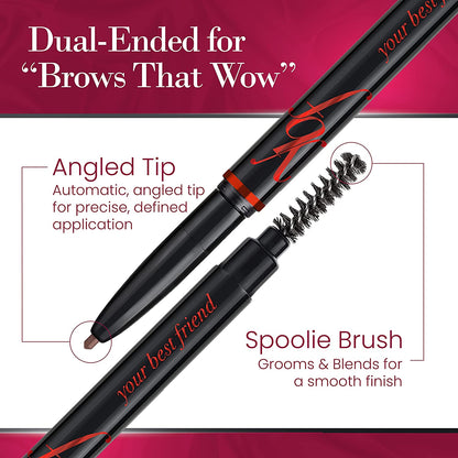 Universal Automatic Eyebrow Pencil with Spoolie Brush - Versatile Eyebrow Shaper and Filler for All Hair Colors and Skin Tones - Taupe - 2 Pack