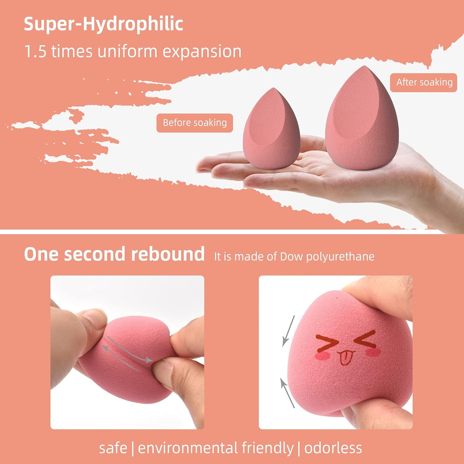 COSTICA Rose Series Makeup Sponge Set - 4 Multi-Colored Blenders for Flawless Liquid Application