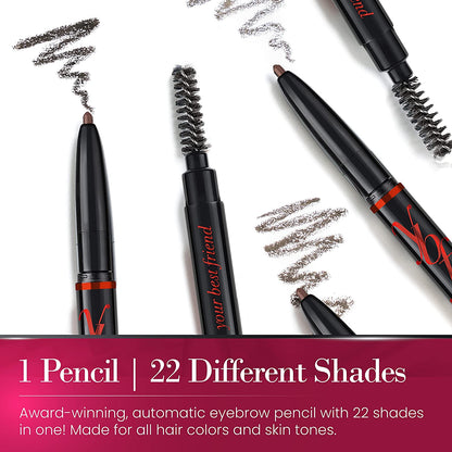 Universal Automatic Eyebrow Pencil with Spoolie Brush - Versatile Eyebrow Shaper and Filler for All Hair Colors and Skin Tones - Taupe - 2 Pack